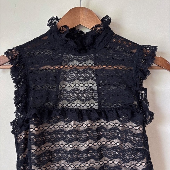 Milly Lace Sleeveless High Neck Top Sz 4 Black - Picture 2 of 9